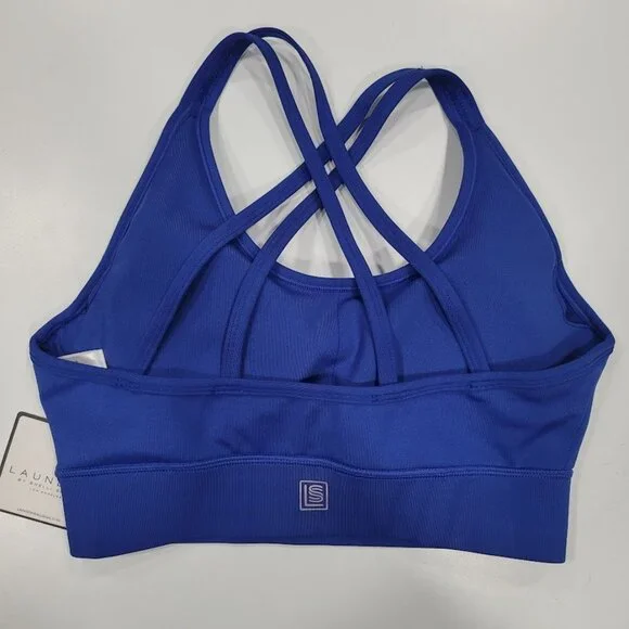 Laundry by Shelli Segal Blue Cross-Back Sports Bra Sz SM - Picture 2 of 6